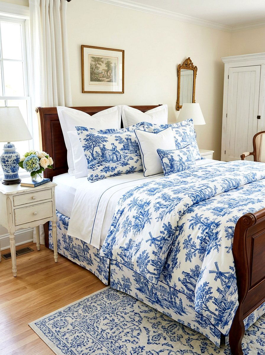Traditional toile bedding set - 30 tailored bedding ideas