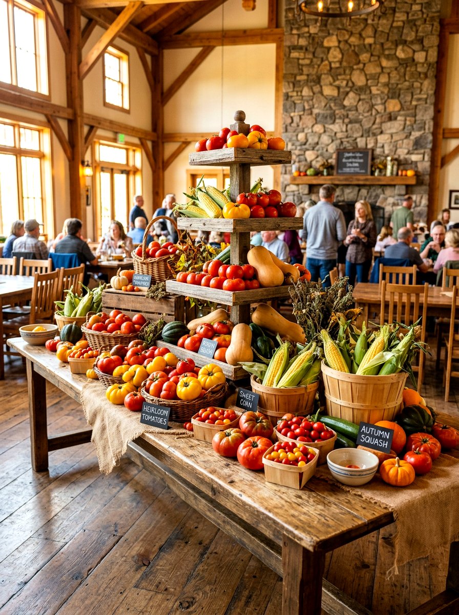 Traditional tomato harvest table - 30 tomato tablescape ideas