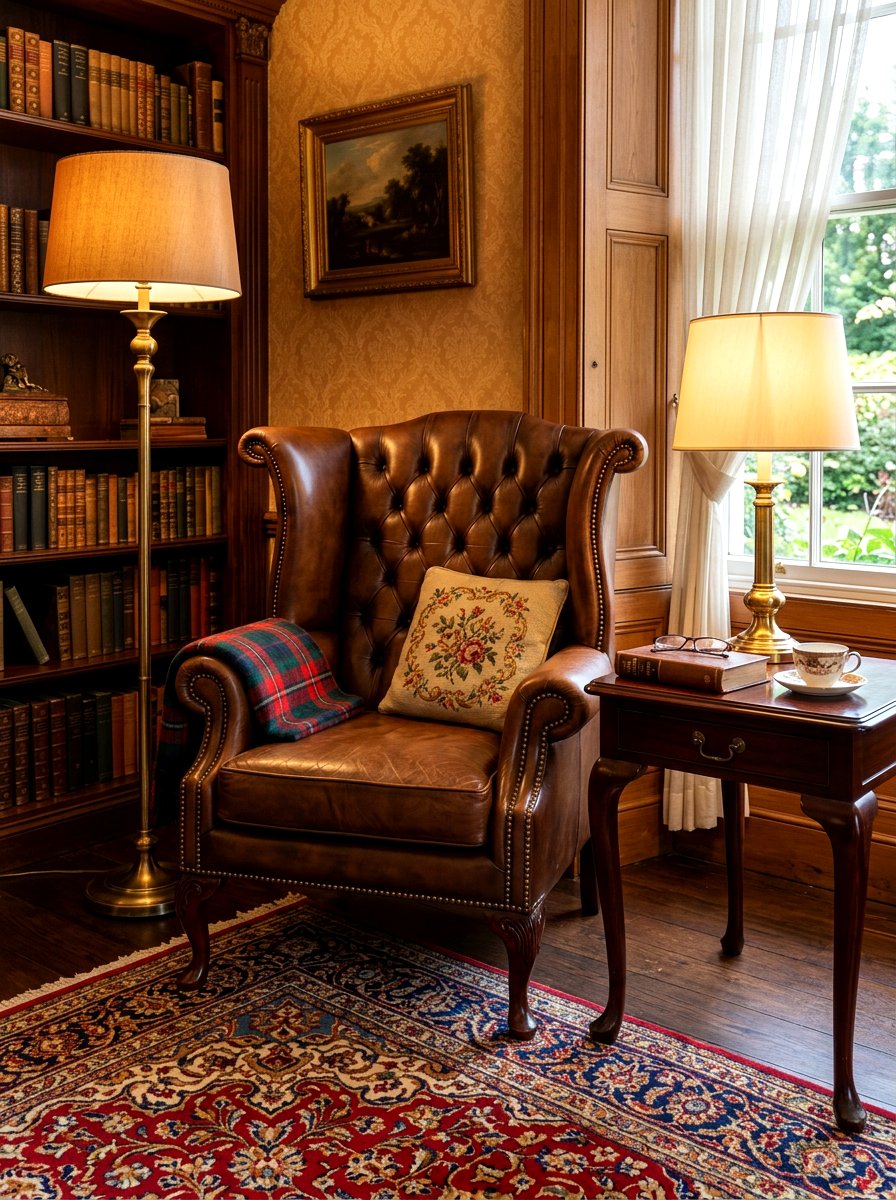 Traditional wingback chair corner - 30 bedroom reading corner ideas