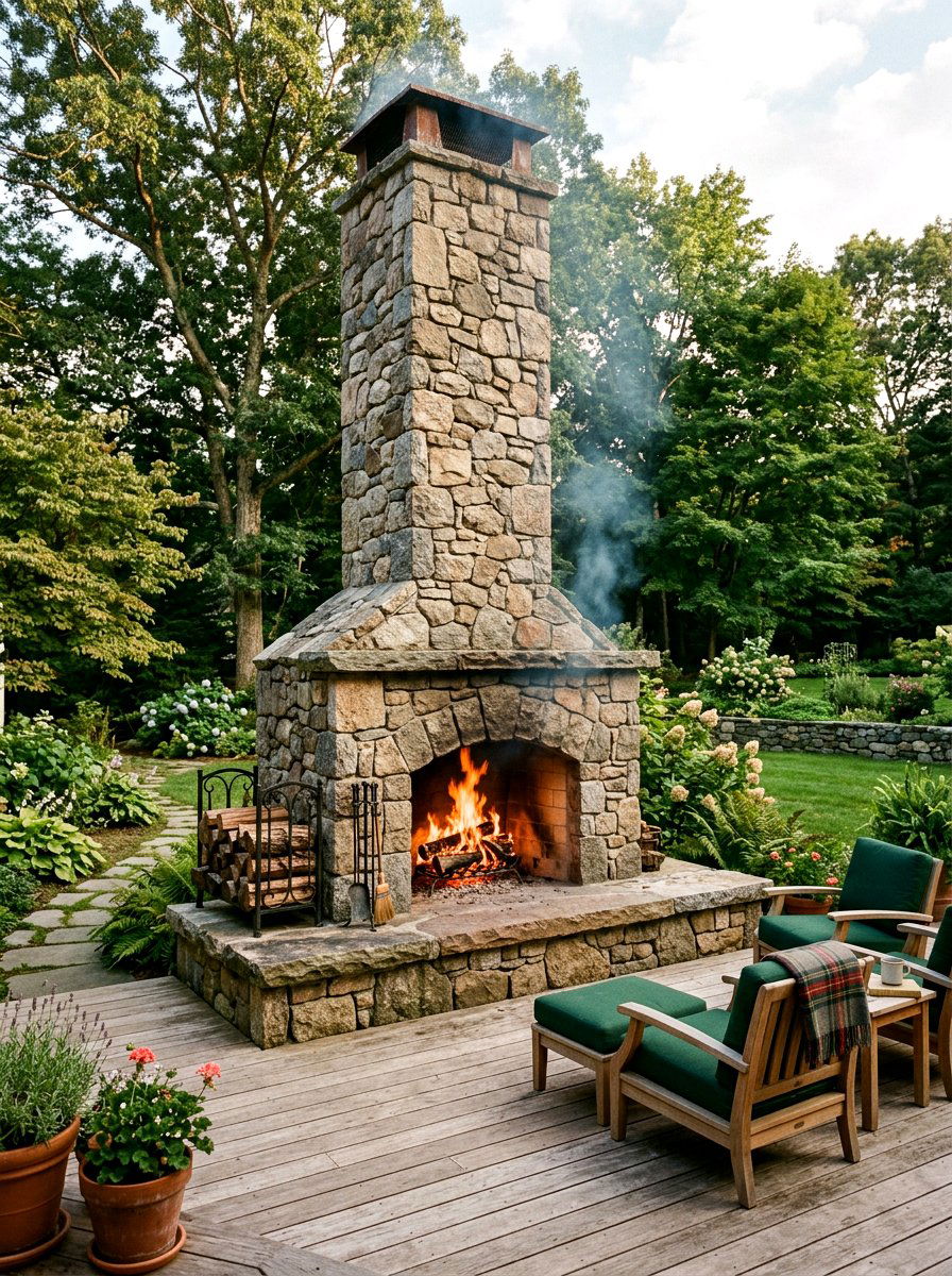 Traditional wood burning fireplace - 30 outdoor fireplace ideas