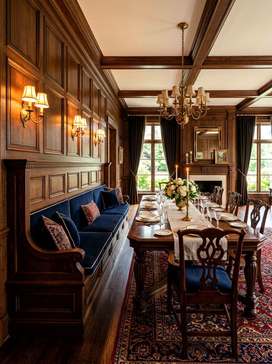 Traditional wood paneling - 30 banquette dining room ideas