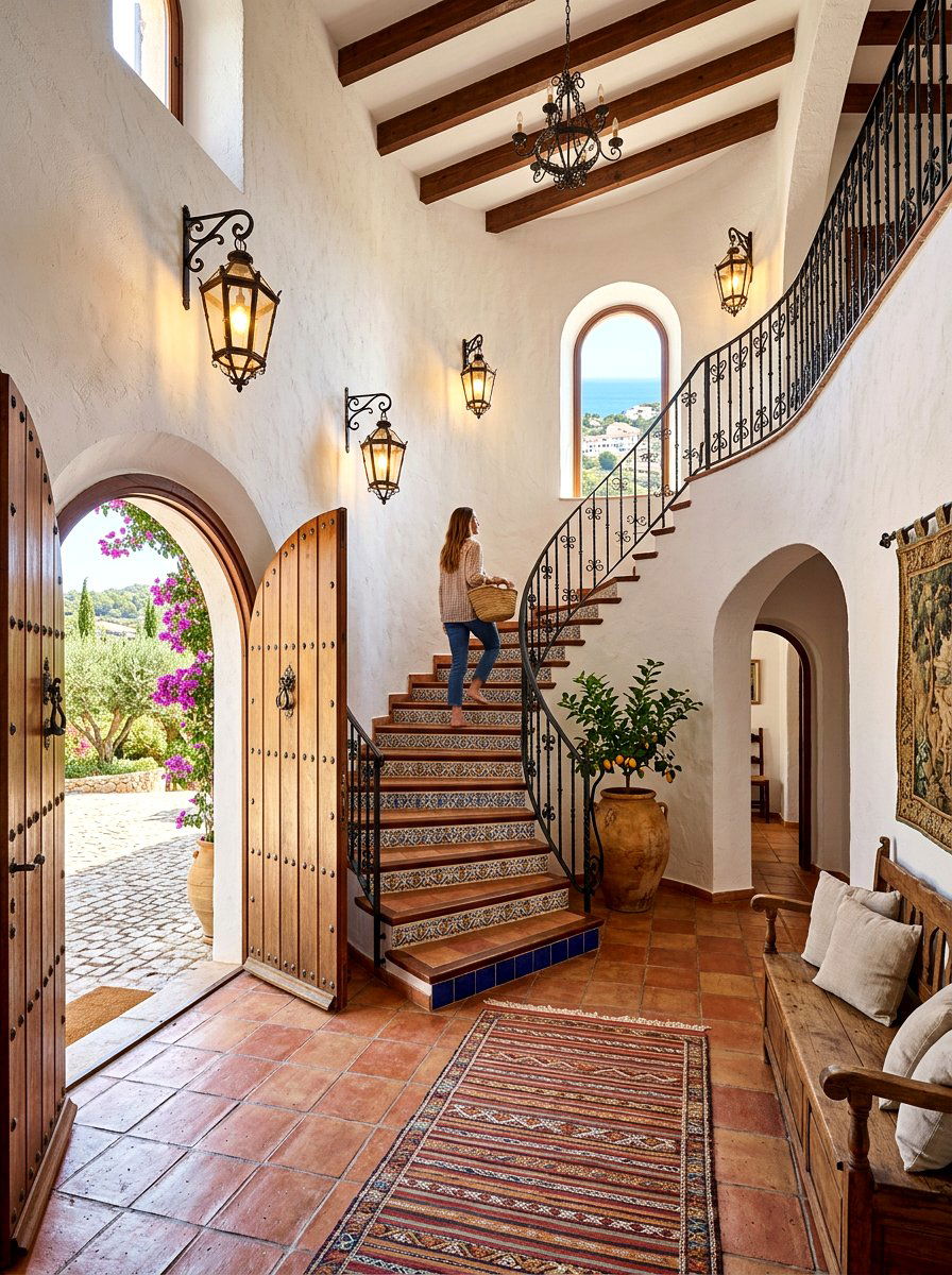 Traditional wrought iron stair lanterns - 30 statement staircase lighting ideas