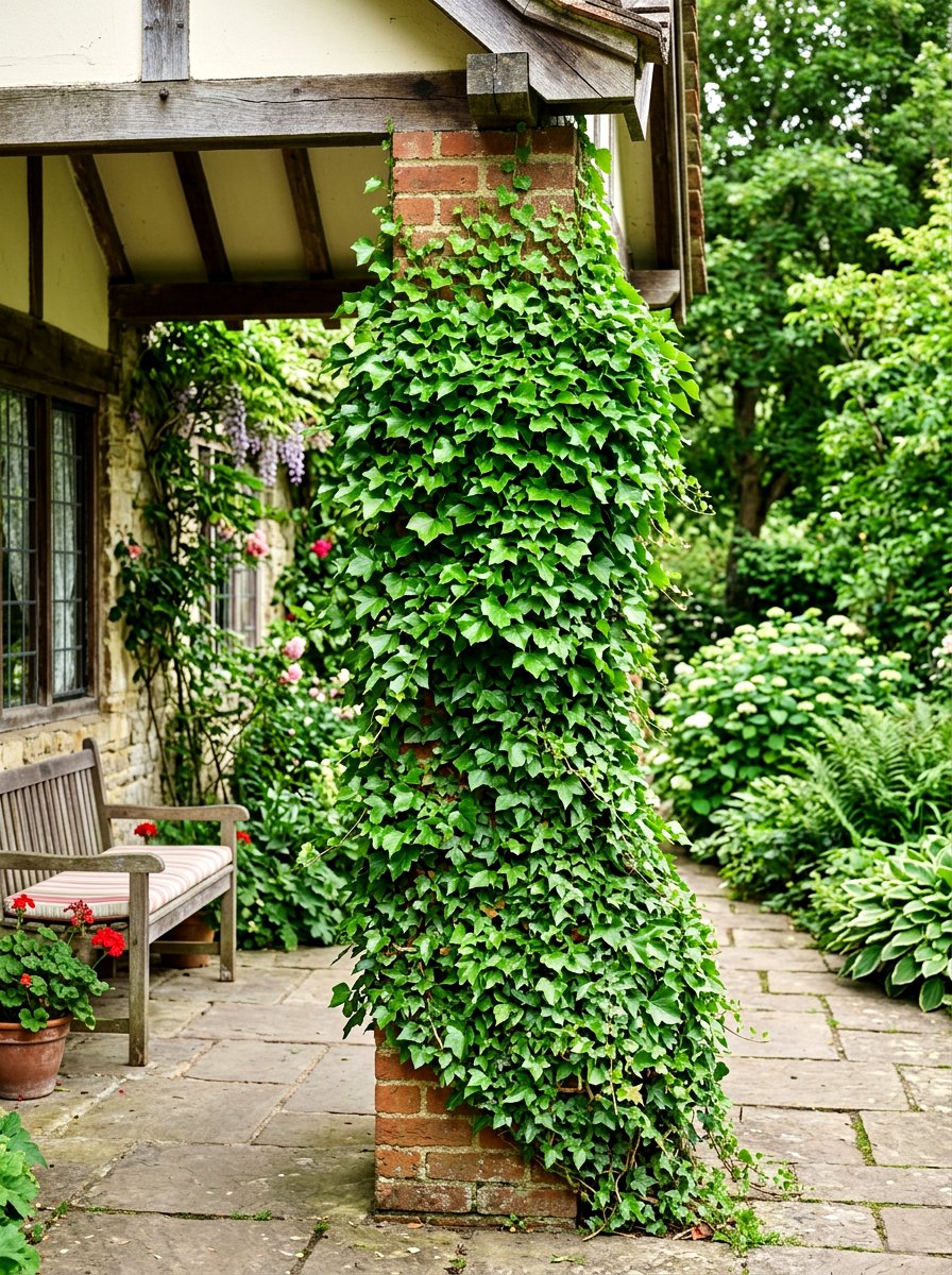 Trailing Ivy Column Wrap - 30 porch column planter ideas