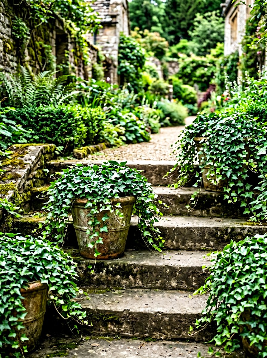 Trailing Ivy Step Pot - 30 porch steps flower pot ideas