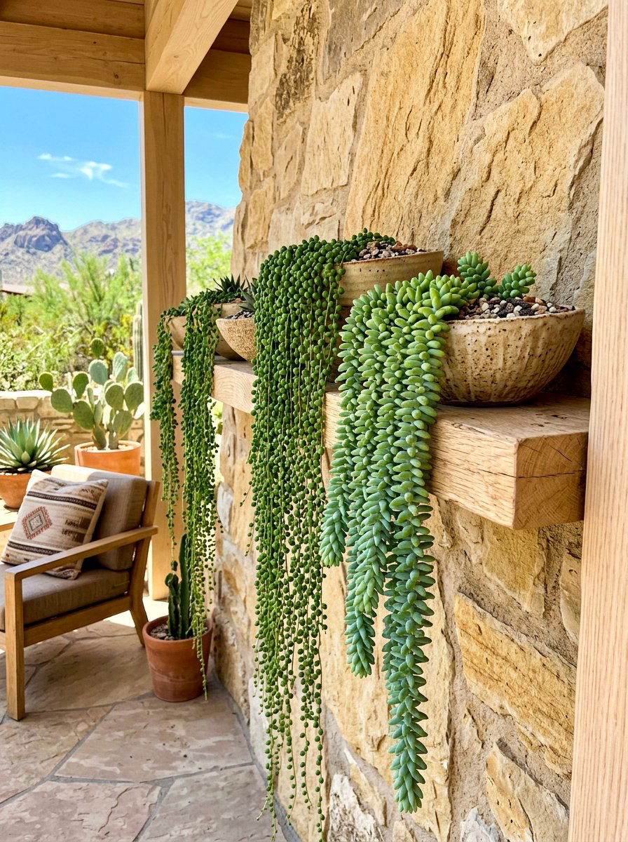 Trailing Succulent Porch Planter - 30 porch ceiling planter ideas