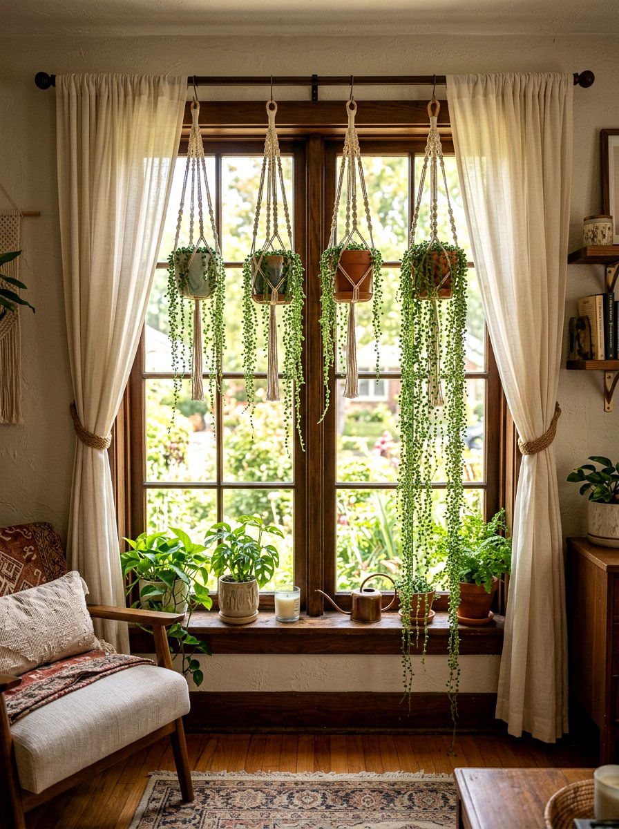Trailing string of pearls - 30 succulent windowsill ideas