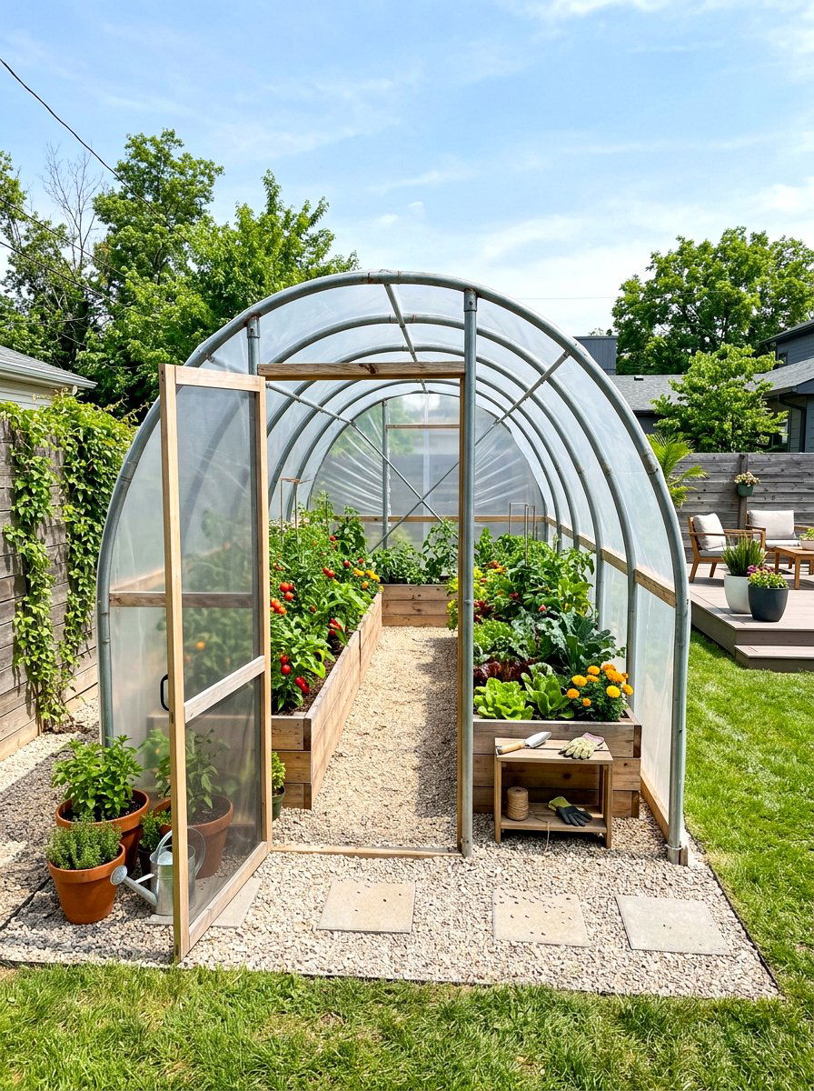 Trampoline Frame Greenhouse - 30 budget greenhouse ideas
