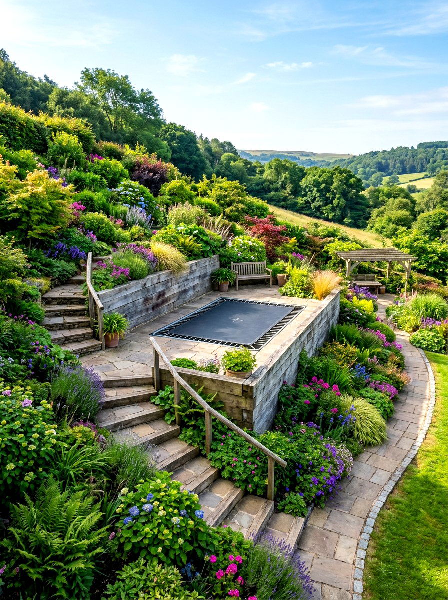 Trampoline slope landscaping - 30 trampoline landscaping ideas