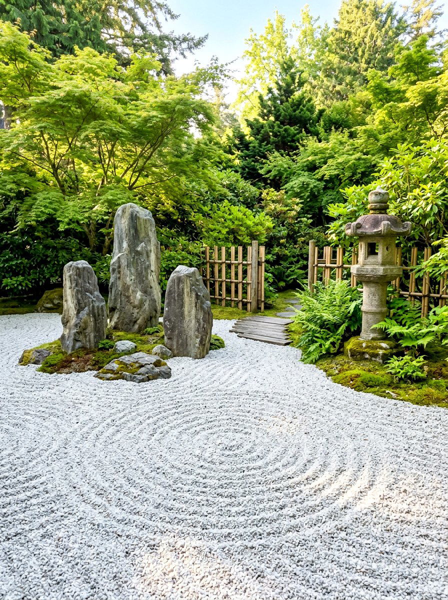 Tranquil zen gravel meditation space - 30 gravel border garden ideas