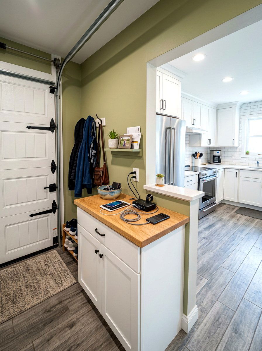 Transition Zone Charging Port - 30 charging station entryway ideas