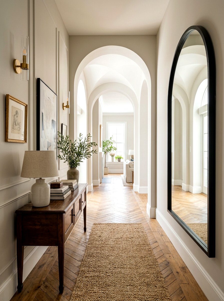 Transitional Arched Mirror Hallway - 30 arched mirror hallway ideas