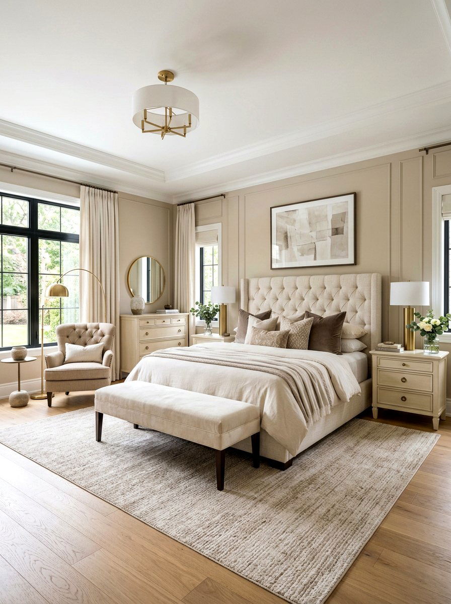 Transitional Beige Bedroom - 30 cream and beige bedroom ideas