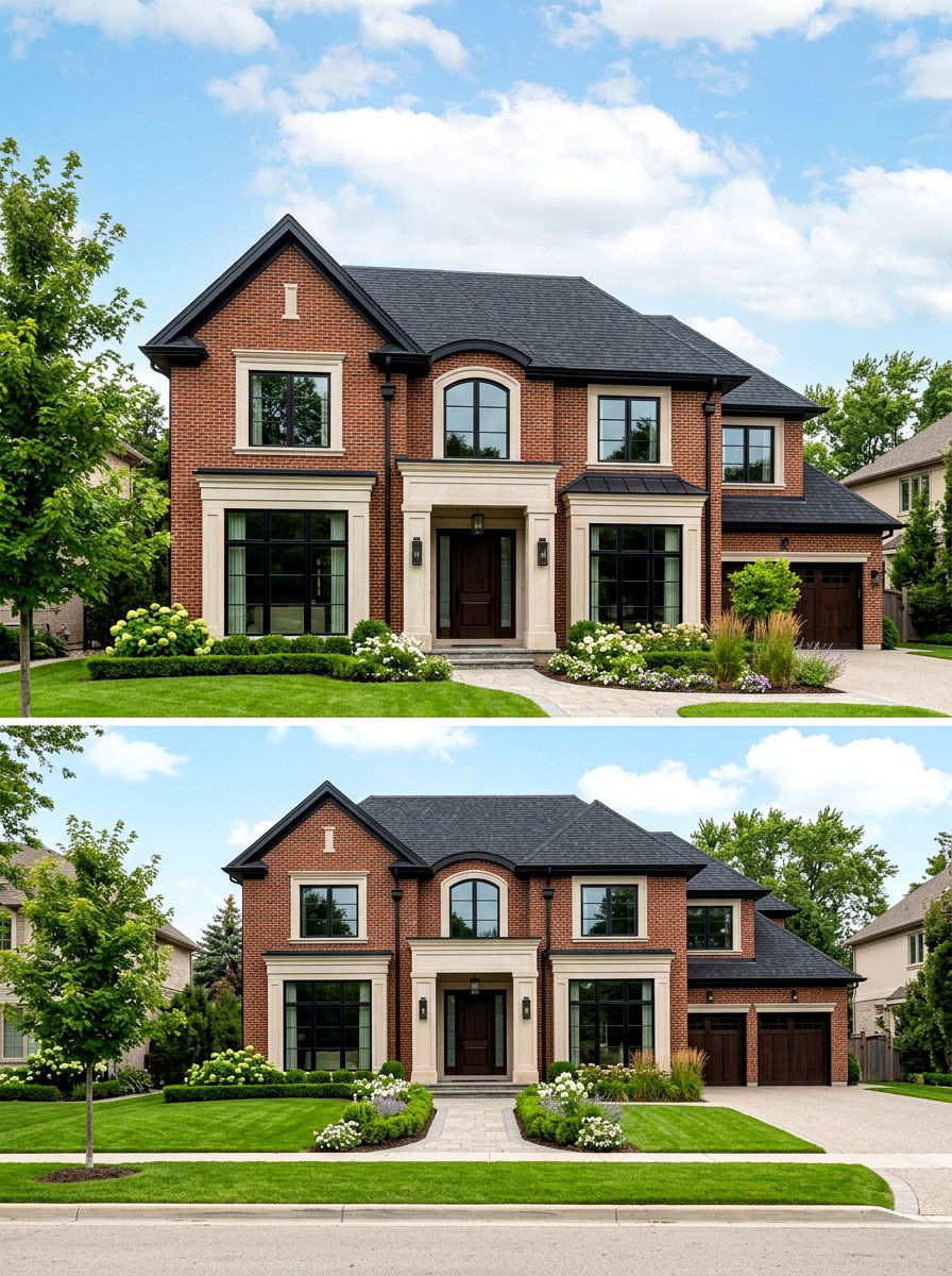 Transitional Brick Limestone Home - 30 brick and limestone exterior ideas