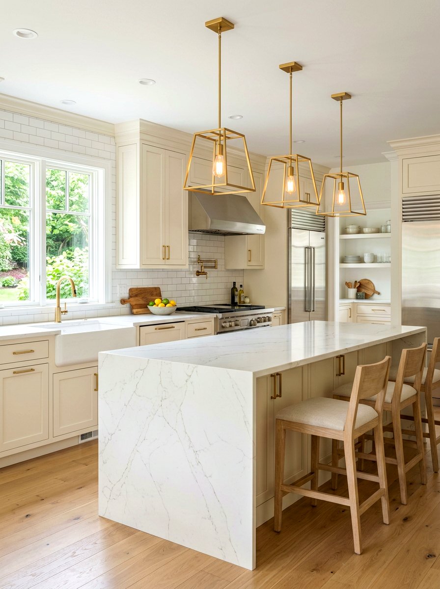 Transitional Cream Kitchen - 30 cream kitchen cabinet ideas