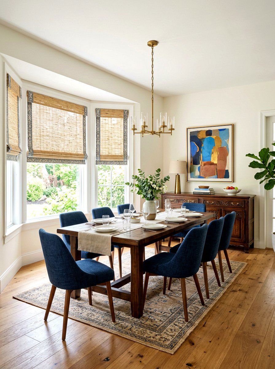 Transitional Dining Room Bamboo Blind - 30 bamboo shade ideas