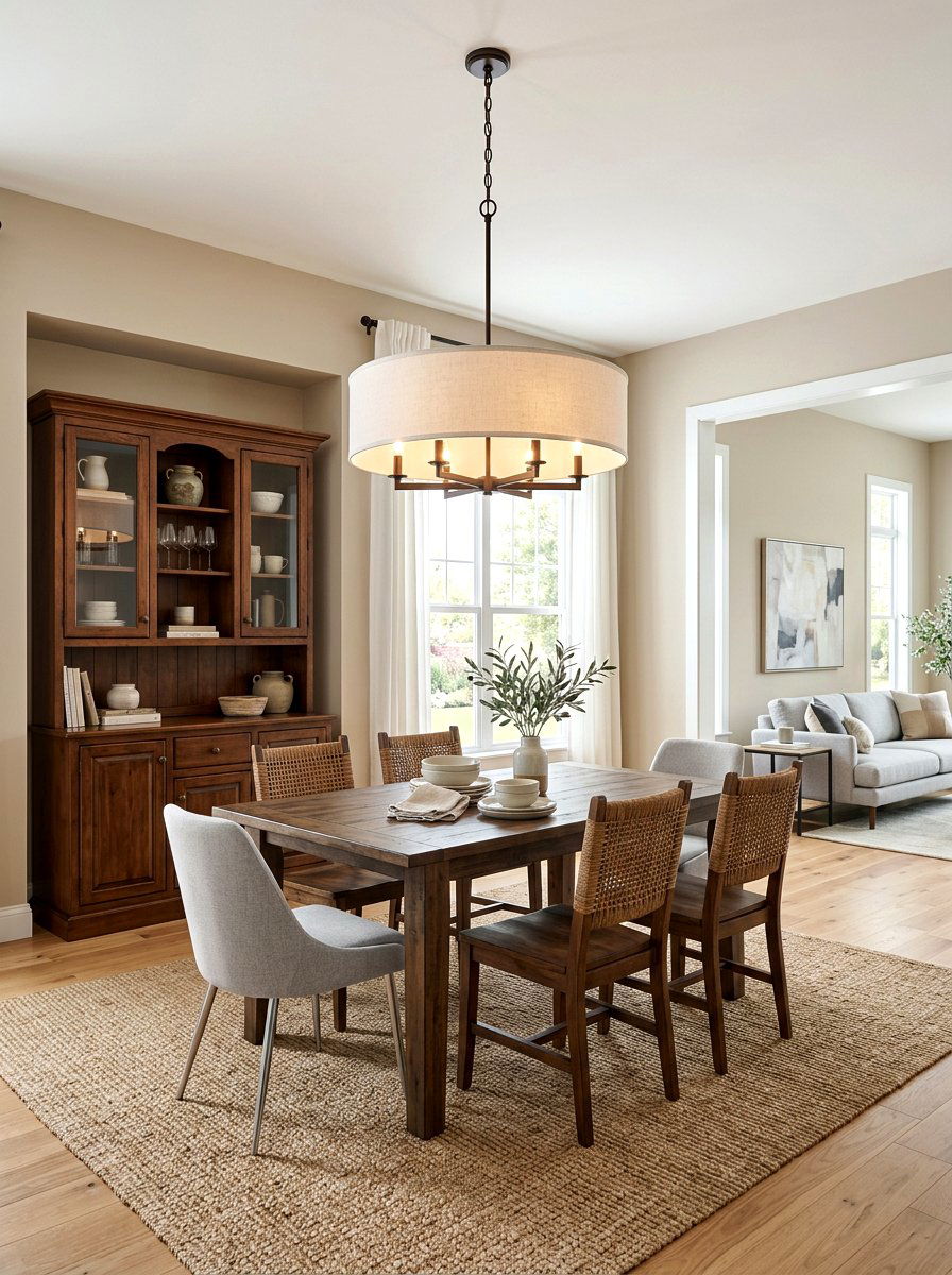 Transitional Drum Chandelier - 30 formal dining room chandelier ideas