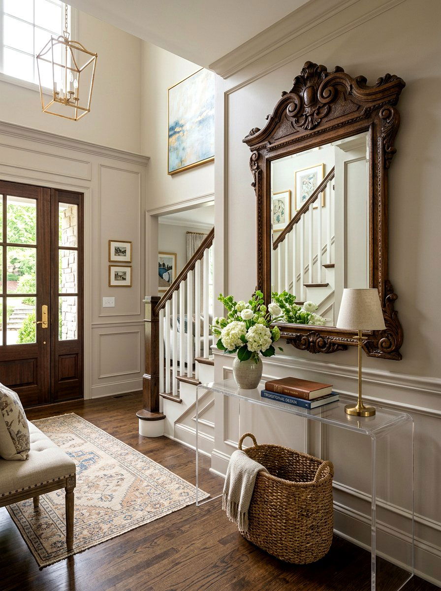 Transitional Entryway Mirror Foyer - 30 antique mirror foyer ideas