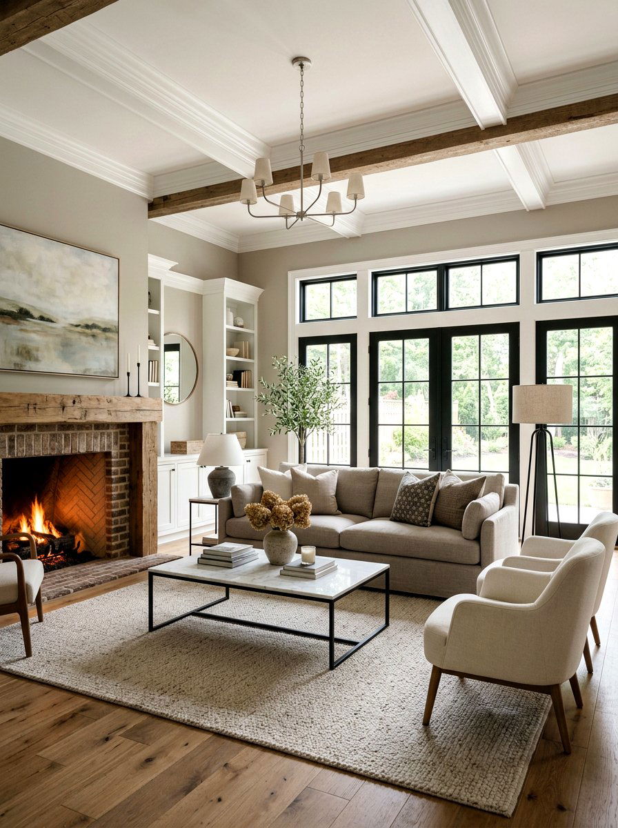 Transitional Farmhouse Living Room - 30 farmhouse living room ideas
