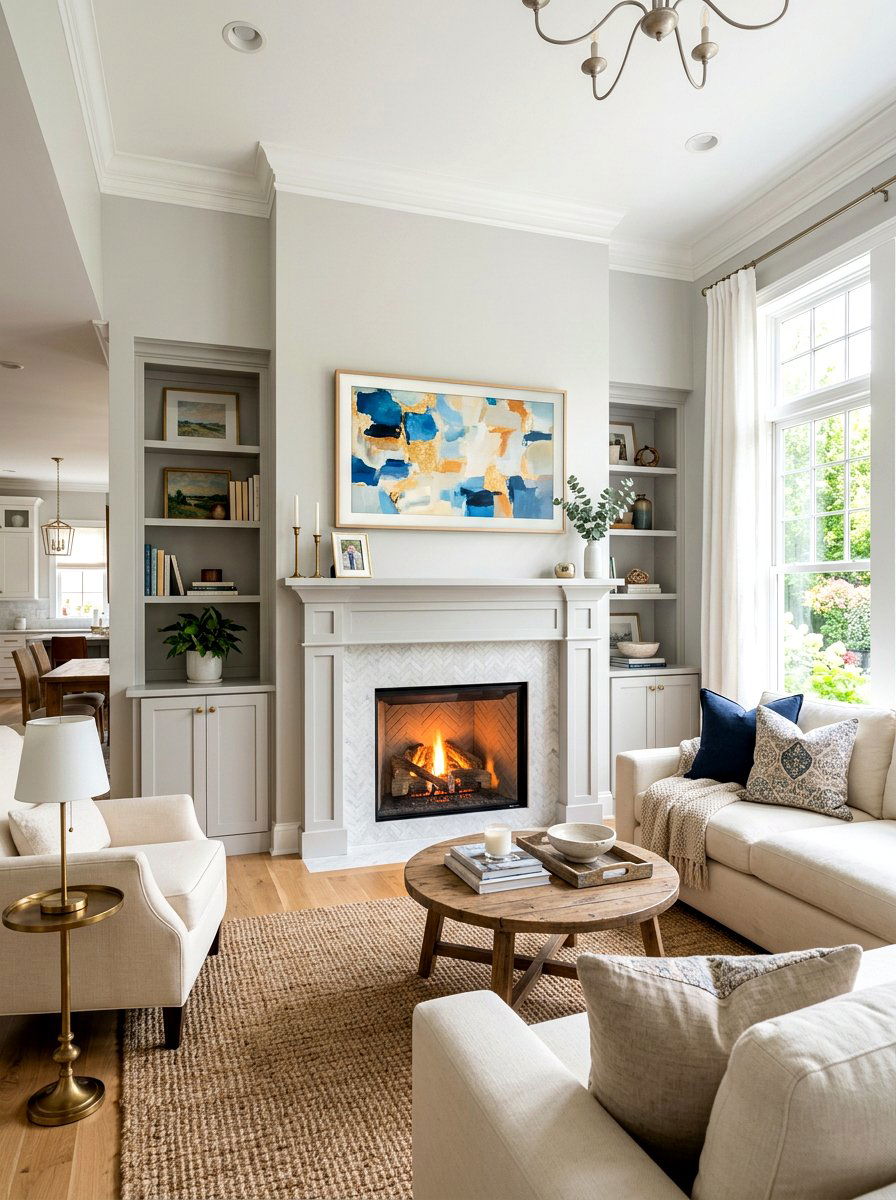 Transitional Fireplace And TV - 30 fireplace and TV layout ideas
