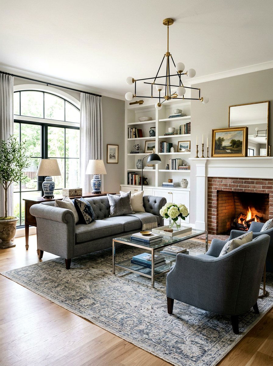 Transitional Gray Living Room Furniture - 30 steel gray living room ideas