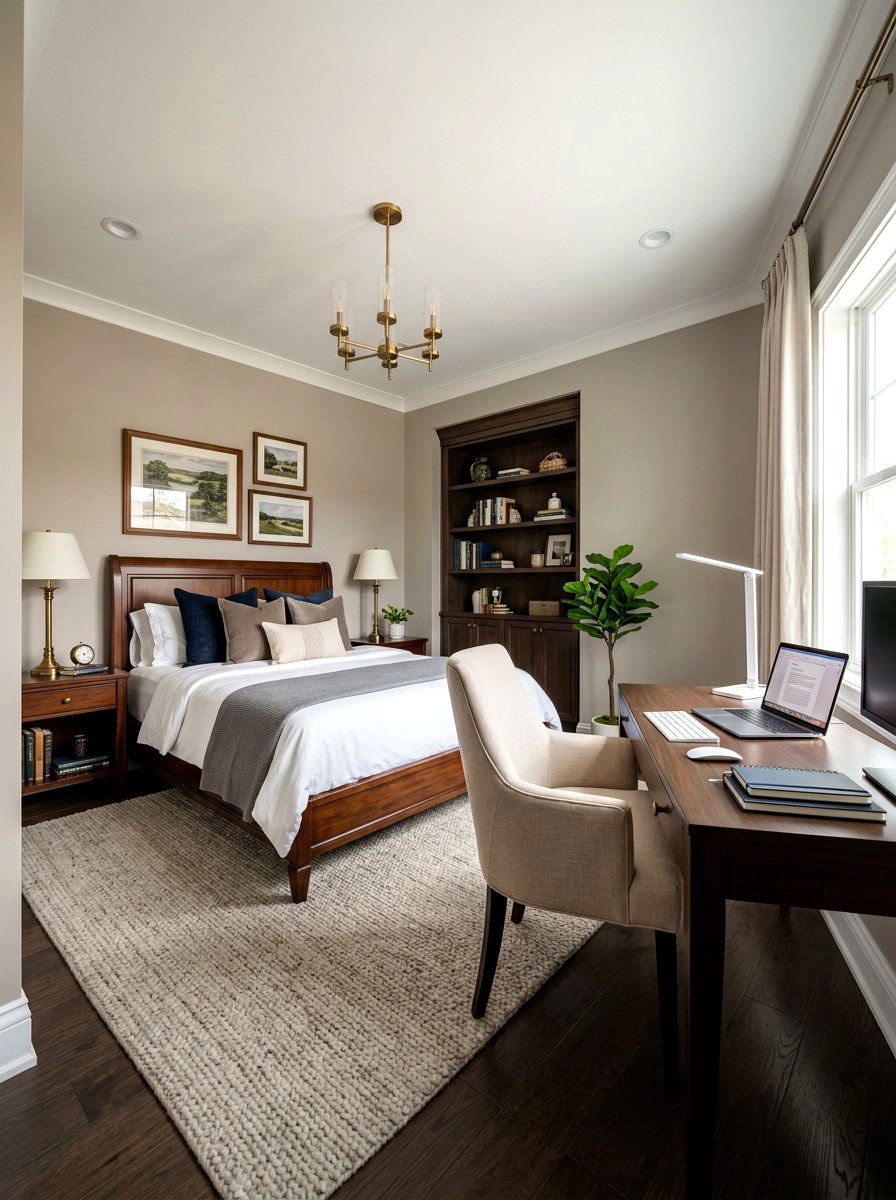 Transitional Guest Room Office Space - 30 guest bedroom office combo ideas