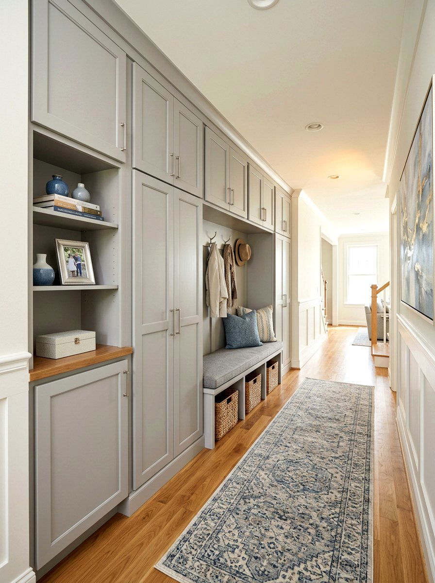 Transitional Hallway Cabinetry - 30 hallway linen closet ideas