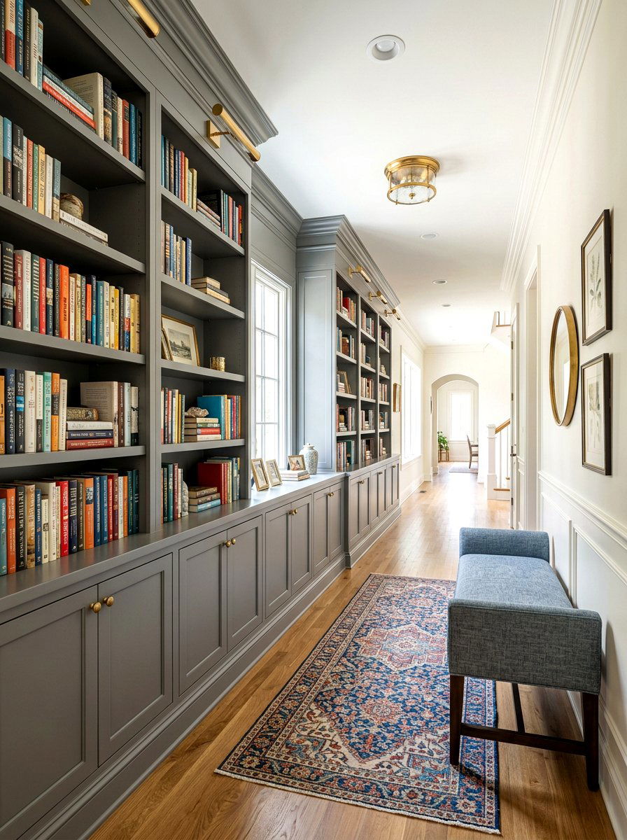 Transitional Hallway Library - 30 reading hallway ideas