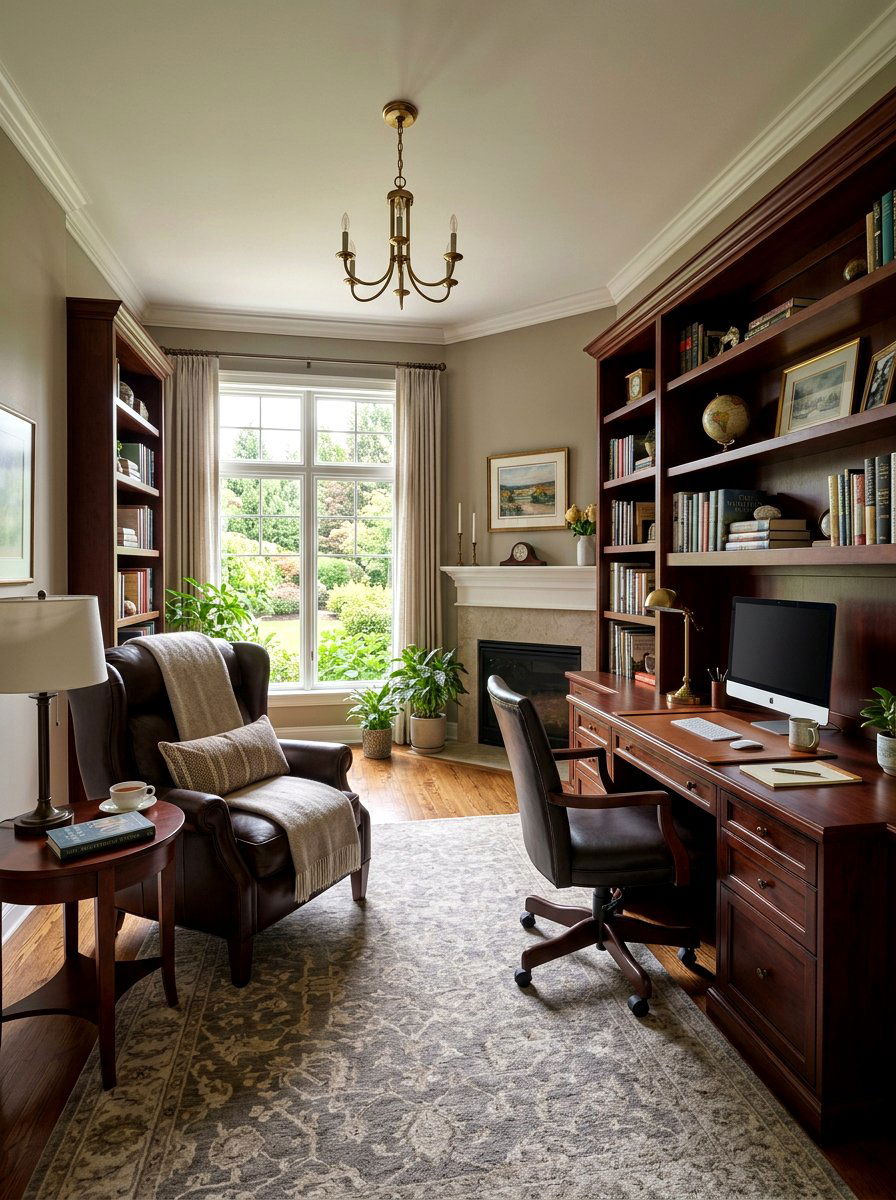 Transitional Home Office Den - 30 reading den ideas