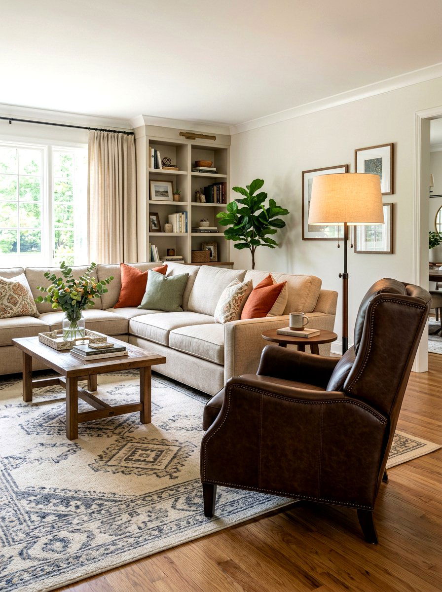 Transitional Leather Chair Family Room - 30 leather accent chair ideas