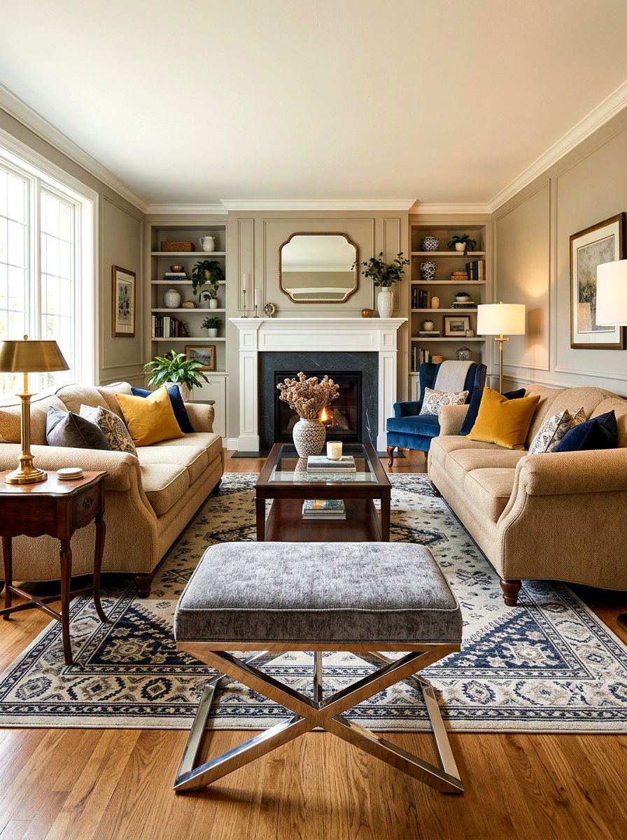 Transitional Living Room Chrome Ottoman - 30 chrome accent furniture ideas