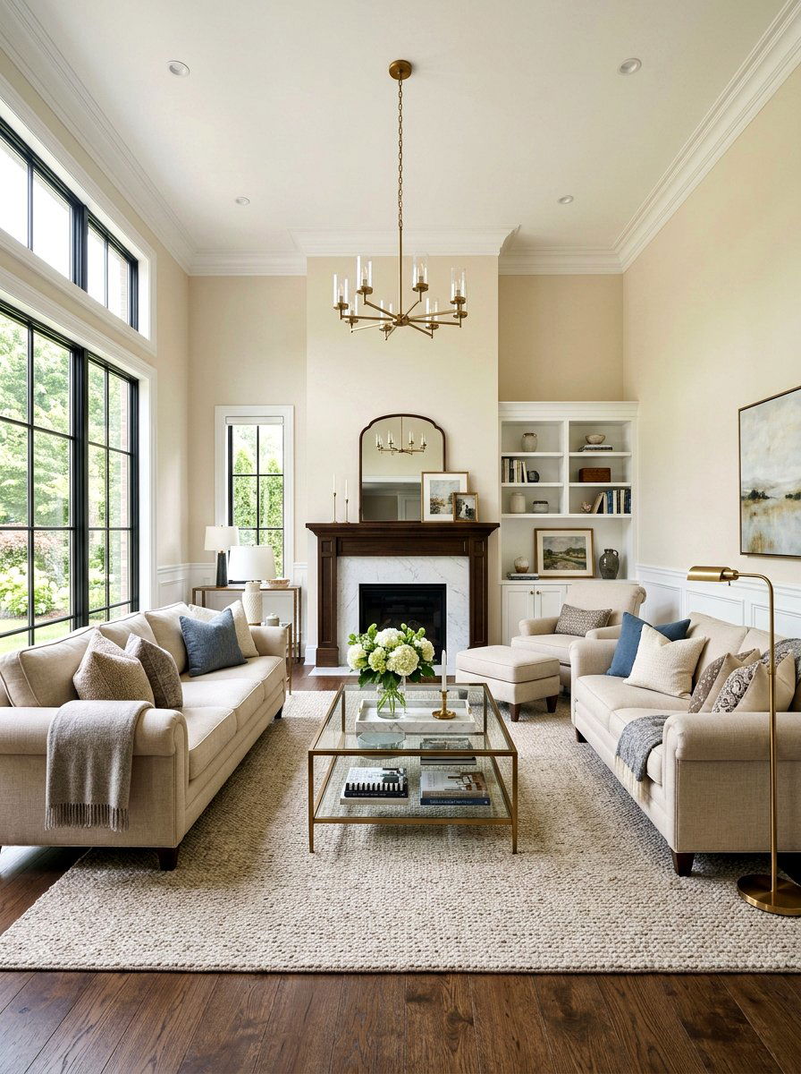 Transitional Oatmeal Living Room - 30 oatmeal living room ideas