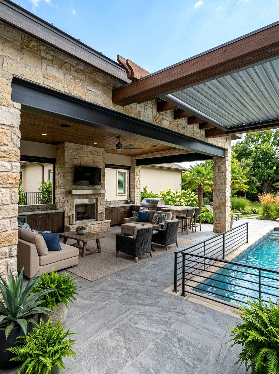 Transitional Patio Cabana - 30 pool cabana patio ideas