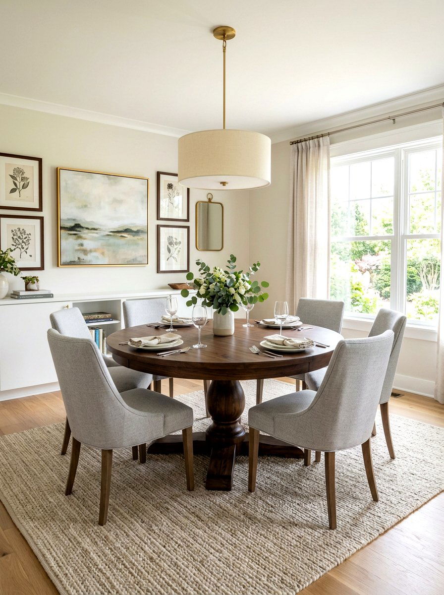 Transitional Round Dining Area - 30 round dining room ideas