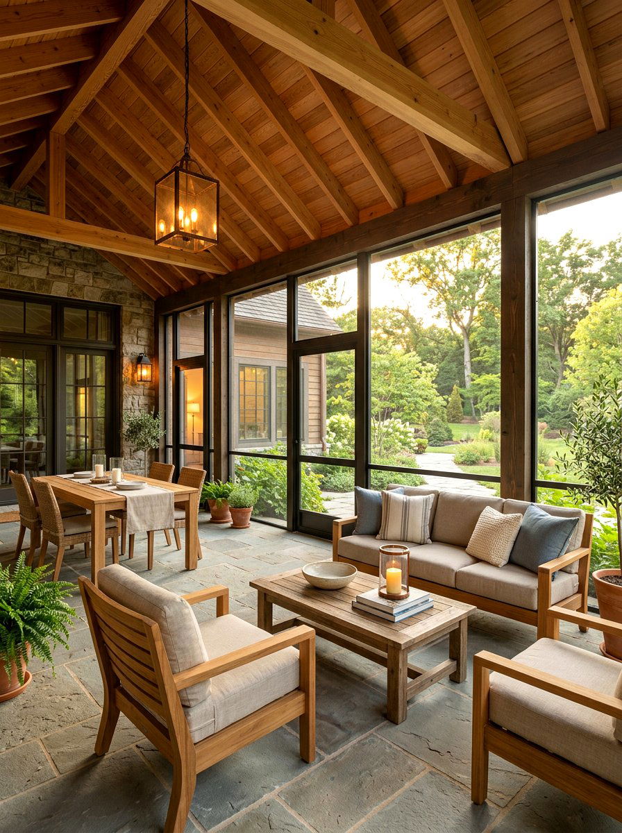 Transitional Screened Porch - 30 screened patio ideas