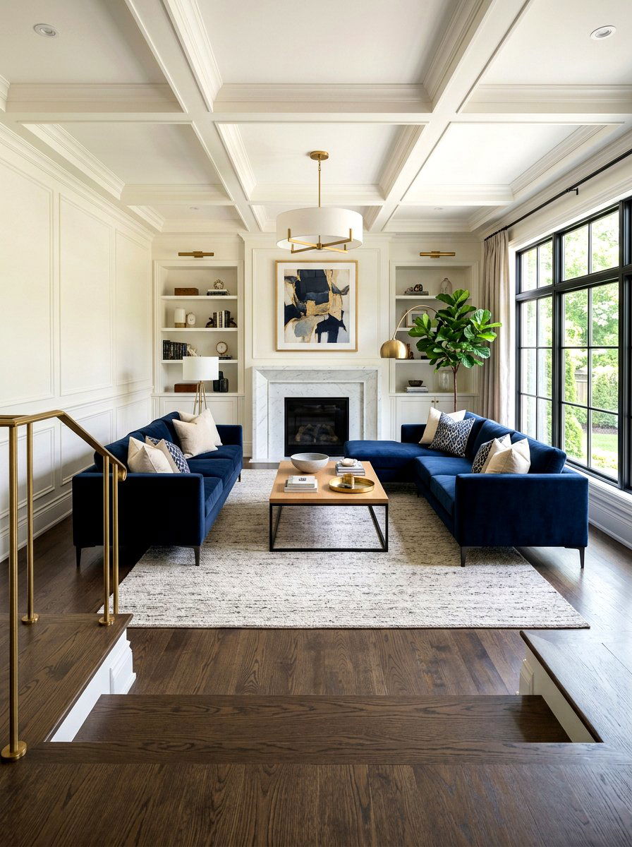 Transitional Step Down Space - 30 step down living room ideas