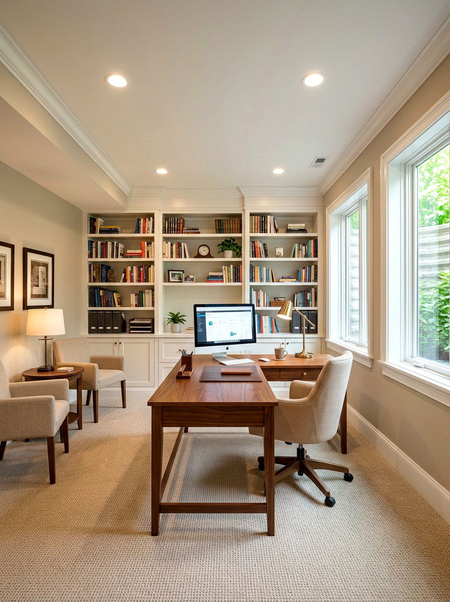 Transitional Style Basement Office - 30 basement office ideas
