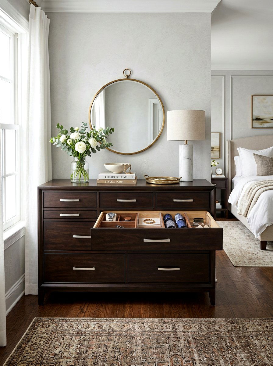 Transitional Style Dresser - 30 organizing bedroom dresser ideas