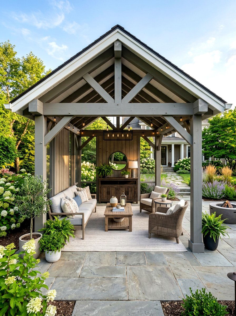 Transitional Style Pavilion - 30 backyard pavilion lounge ideas