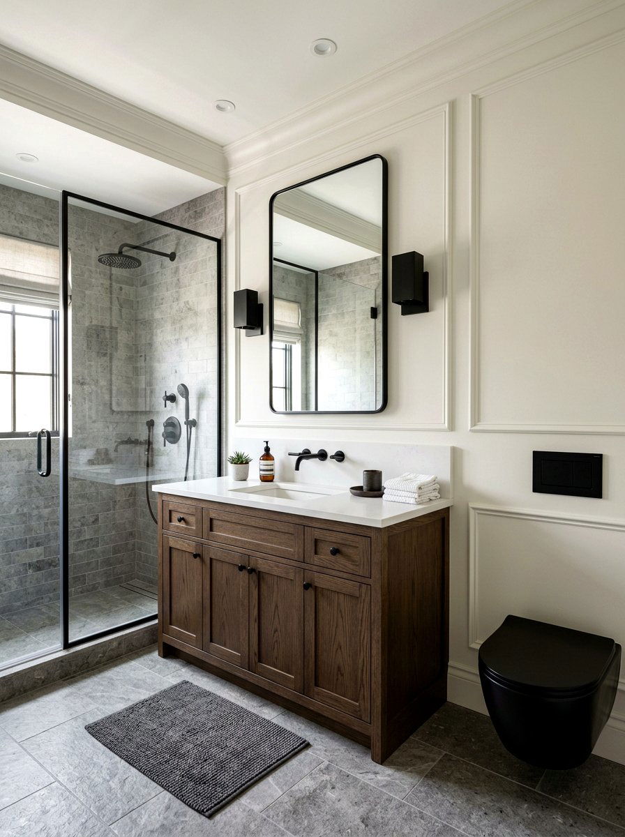 Transitional Style Wall Molding Bathroom - 30 panel molding bathroom ideas