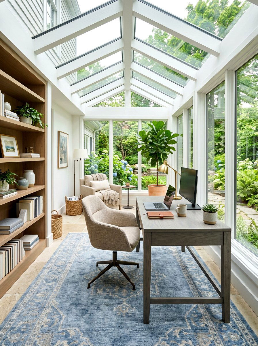 Transitional Sunroom Office - 30 sunroom office ideas