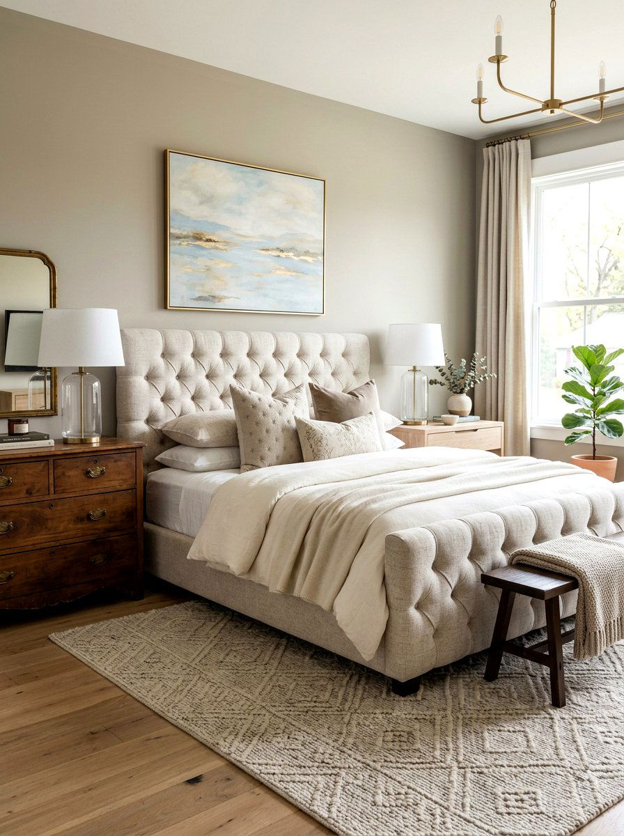 Transitional Tufted Bed - 30 upholstered bed ideas