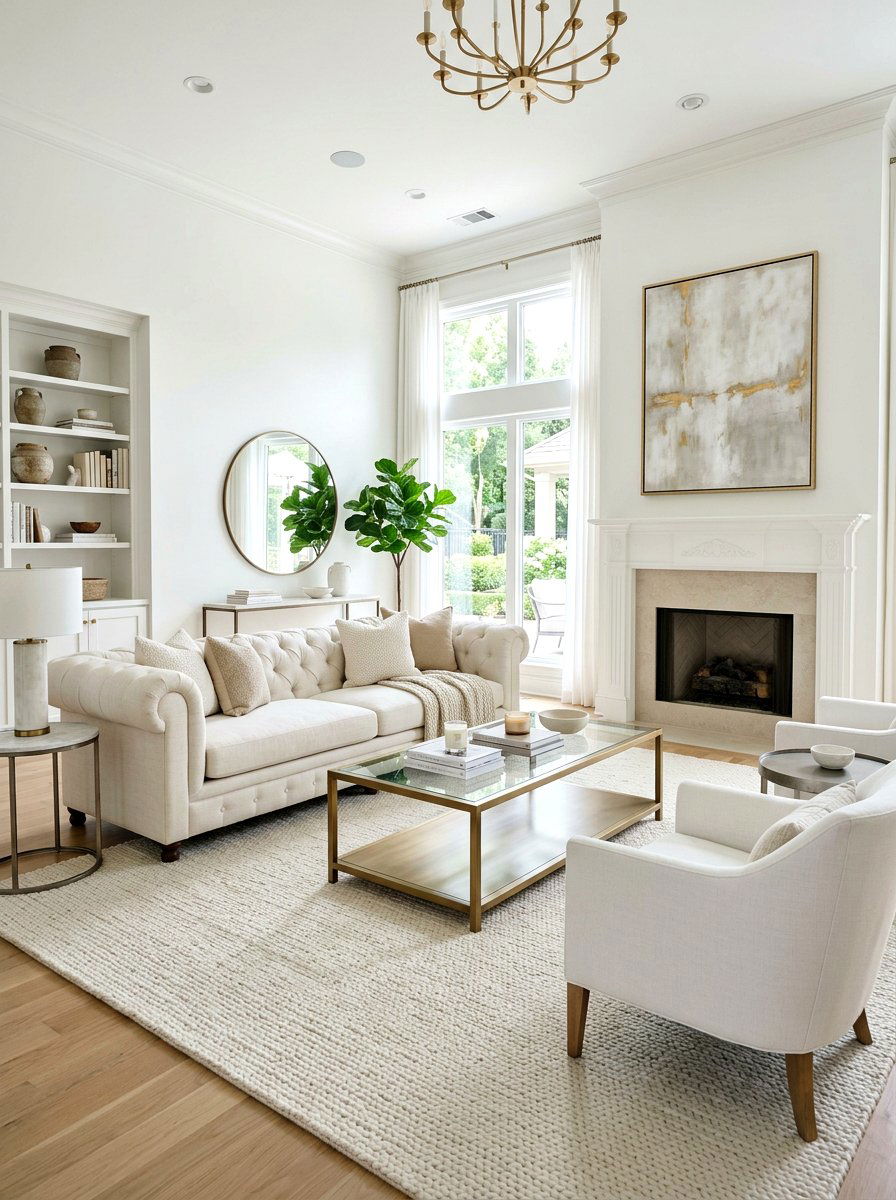 Transitional White Living Room - 30 white living room ideas