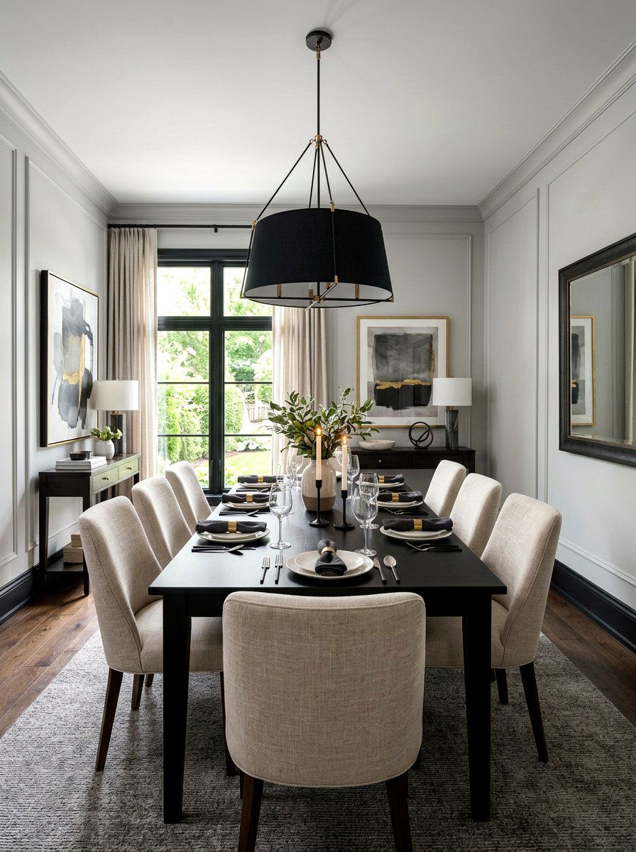 Transitional black dining room - 30 black dining room ideas