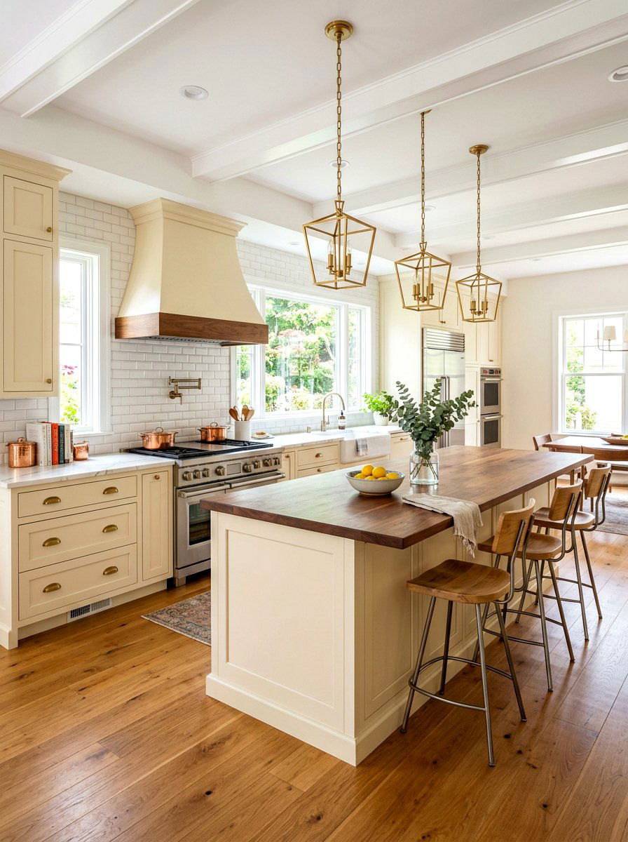 Transitional buttercream kitchen subway tile - 30 buttercream kitchen ideas