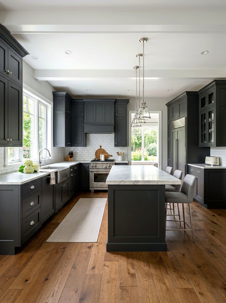 Transitional charcoal kitchen shaker cabinets - 30 charcoal kitchen ideas