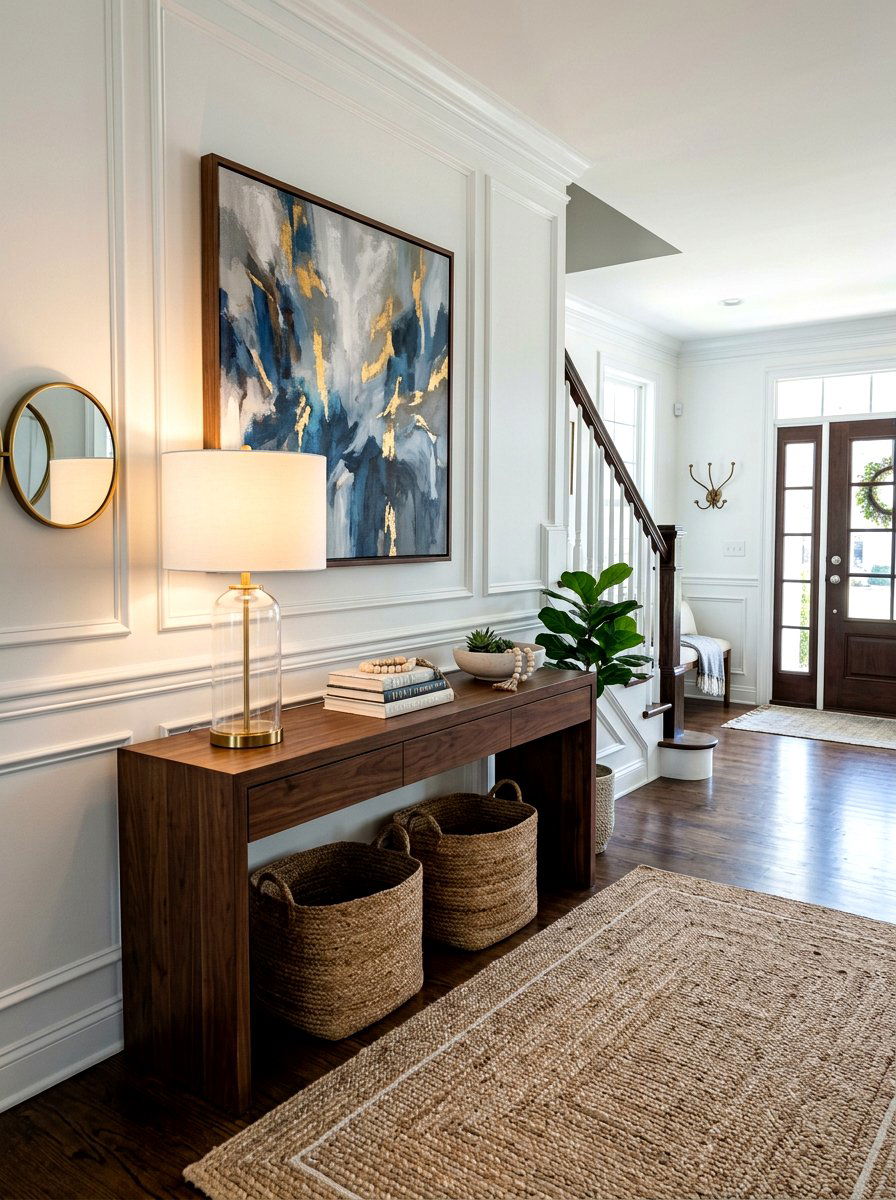 Transitional foyer furniture setup - 30 entryway decor ideas