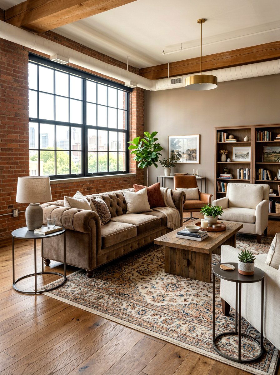 Transitional loft living space - 30 loft living room ideas