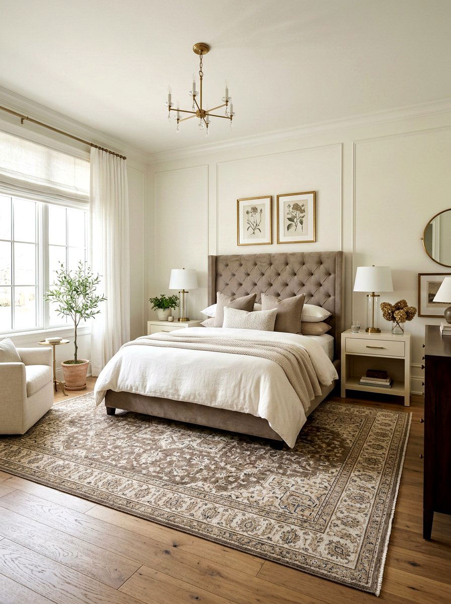 Transitional mushroom and cream bedroom - 30 mushroom and cream bedroom ideas