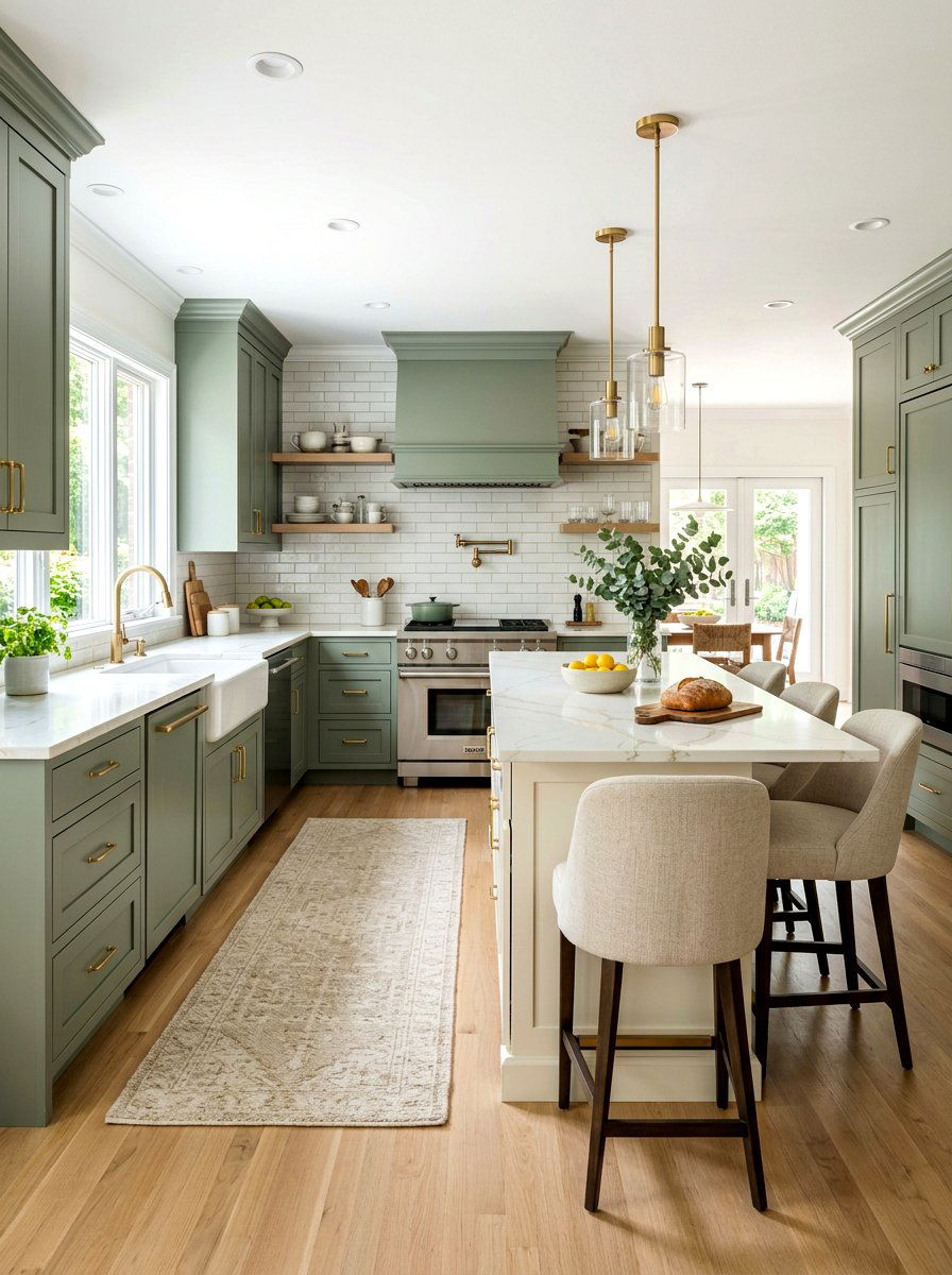 Transitional sage and cream kitchen - 30 cream and sage kitchen ideas