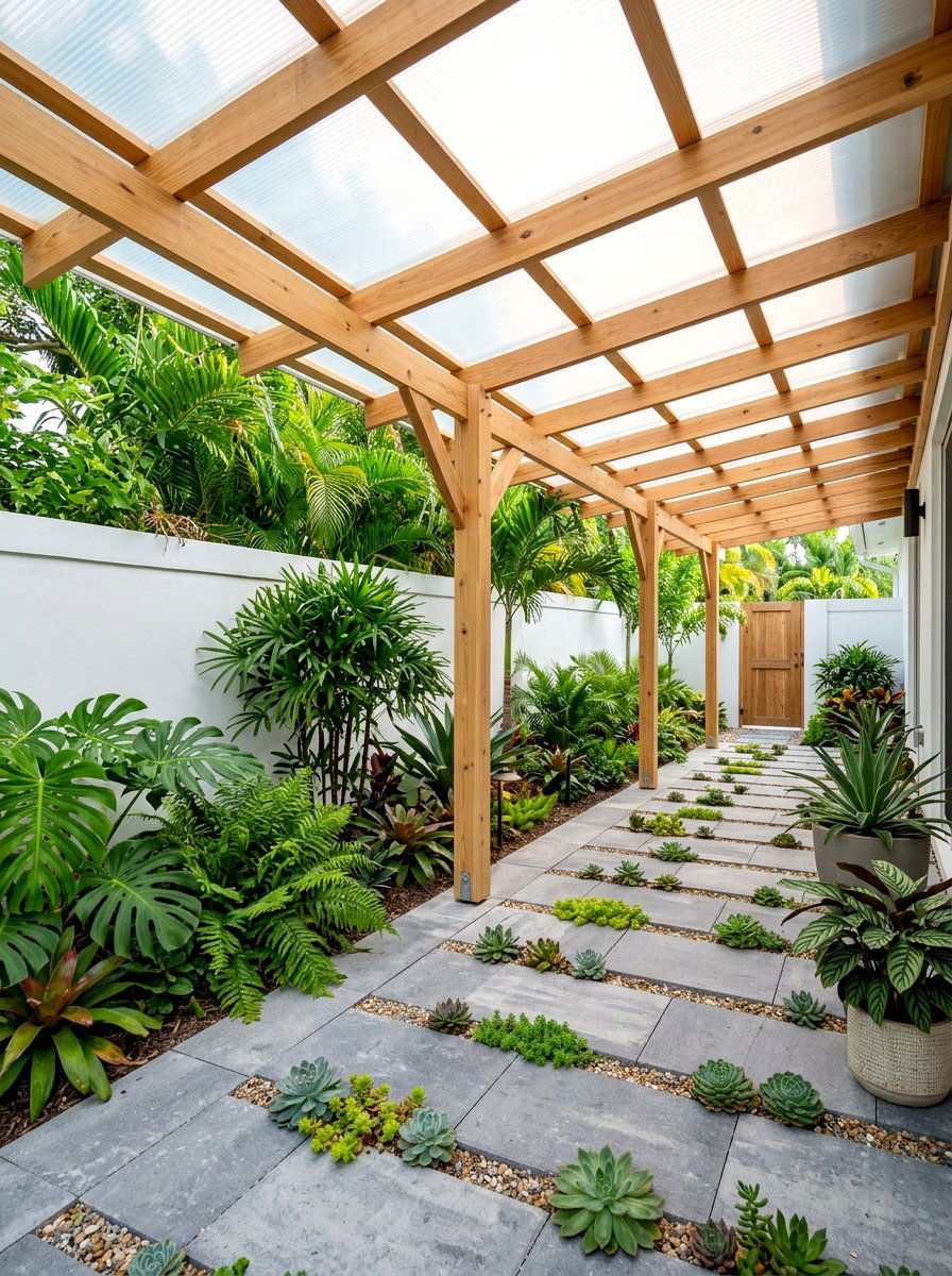 Translucent Polycarbonate Cover - 30 covered walkway ideas